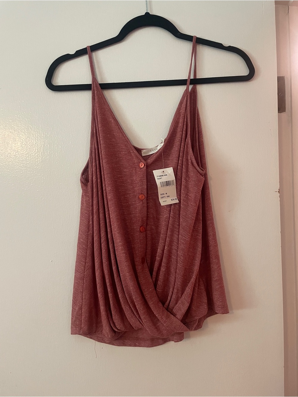 Lush Dusty Rose Button-Front Draped Cami